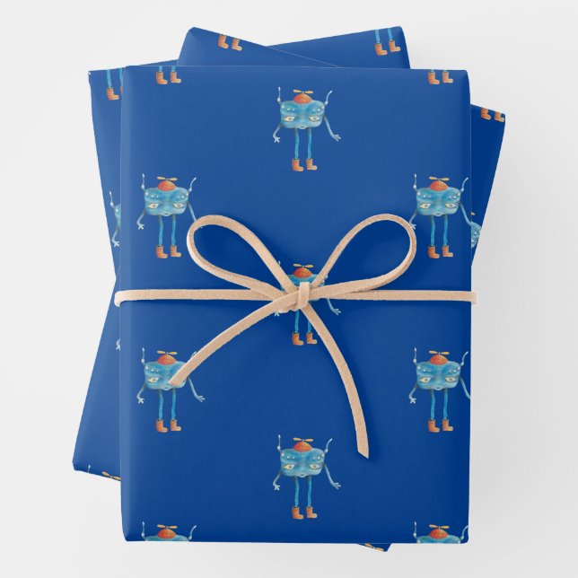 Feuille De Papier Cadeau Petit Alien Pi (En situation)