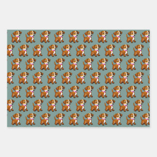 Feuille De Papier Cadeau Petit chien brun, debout.