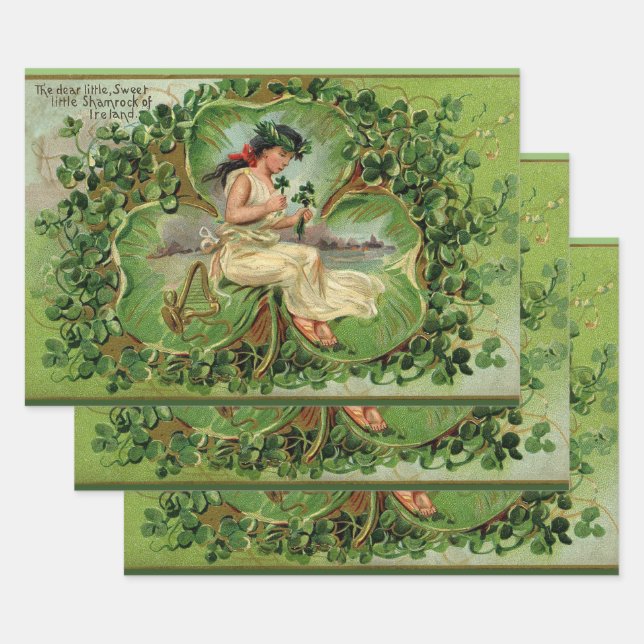 Feuille De Papier Cadeau Petit Shamrock doux (Lot)