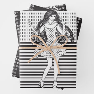 Feuille De Papier Cadeau petite amie dansante dans le noir