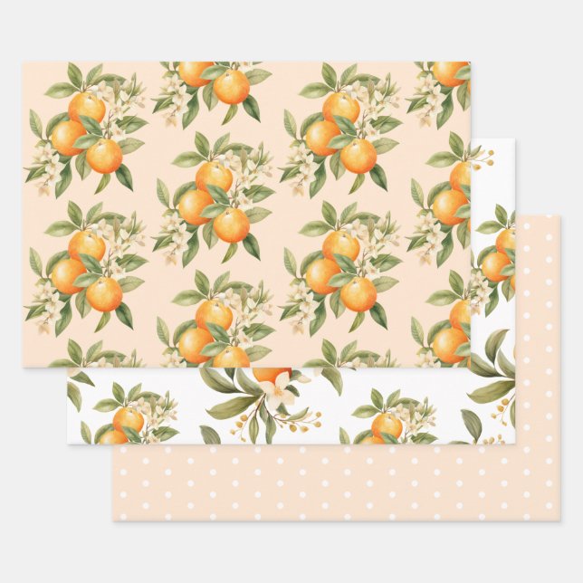 Feuille De Papier Cadeau Petite cutie agrumes thème anniversaire (Lot)