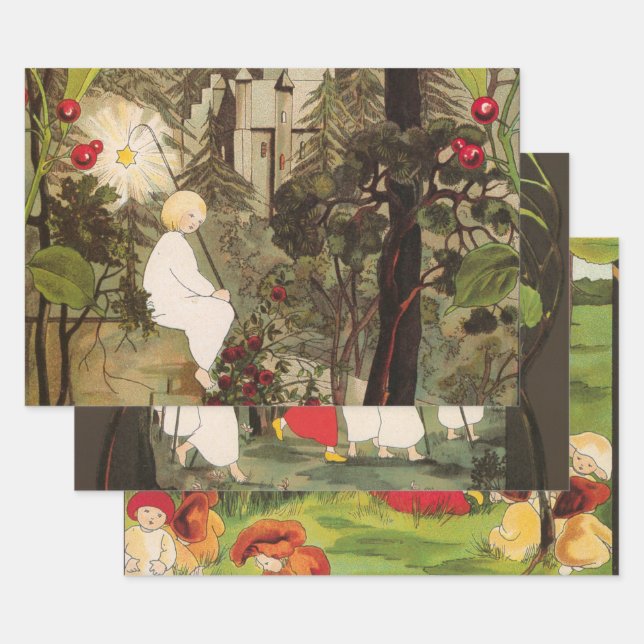 Feuille De Papier Cadeau Petite princesse dans la forêt (Lot)