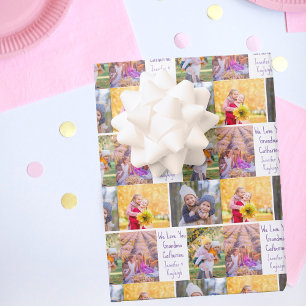 Feuille De Papier Cadeau Petits-enfants - Photo Collage Grand-mère Annivers