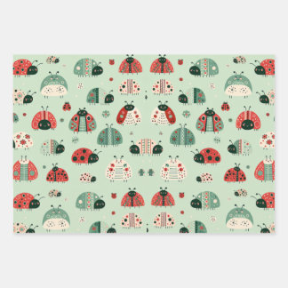 Feuille De Papier Cadeau Petits Insectes Festifs