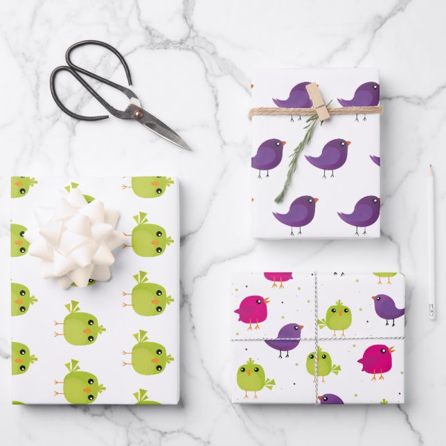 Feuille De Papier Cadeau Petits oiseaux (Recto)