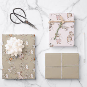 Feuille De Papier Cadeau Petits Souris Brun Actifs Bébé