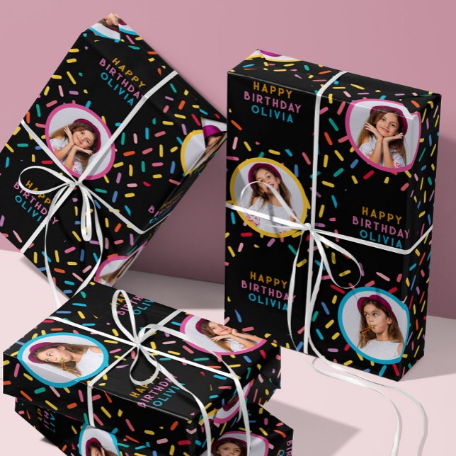 Feuille De Papier Cadeau Photo Collage Arc-en-ciel Sprinkles Joyeux anniver (Créateur téléchargé)