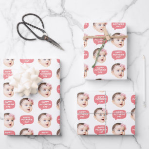 Feuille De Papier Cadeau Photo de visage et bulle de mots Rose
