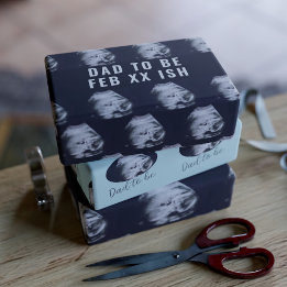 Feuille De Papier Cadeau Photo d'échographie de futur papa pour la première