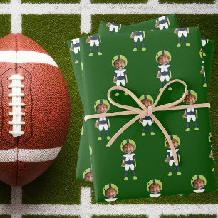 Feuille De Papier Cadeau Photo drôle d'enfants Joueur de football Vert Pers