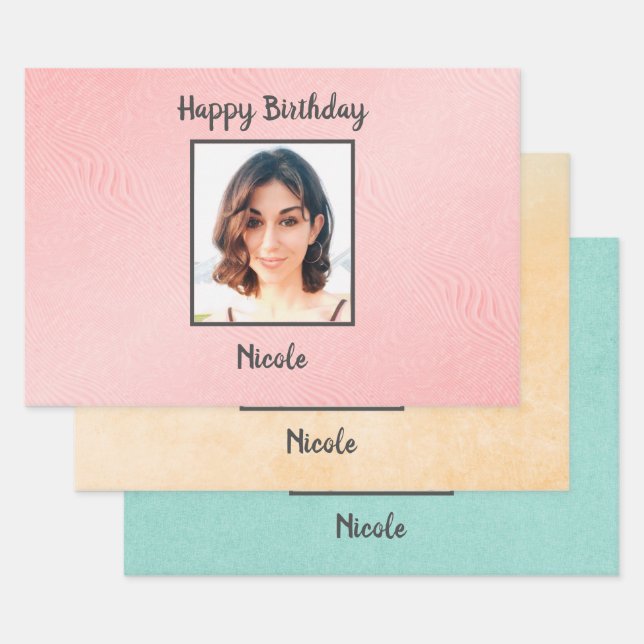 Feuille De Papier Cadeau Photo Et Monogramme (Lot)