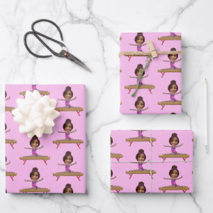 Feuille De Papier Cadeau Photo personnalisé de gymnastique afro-américaine