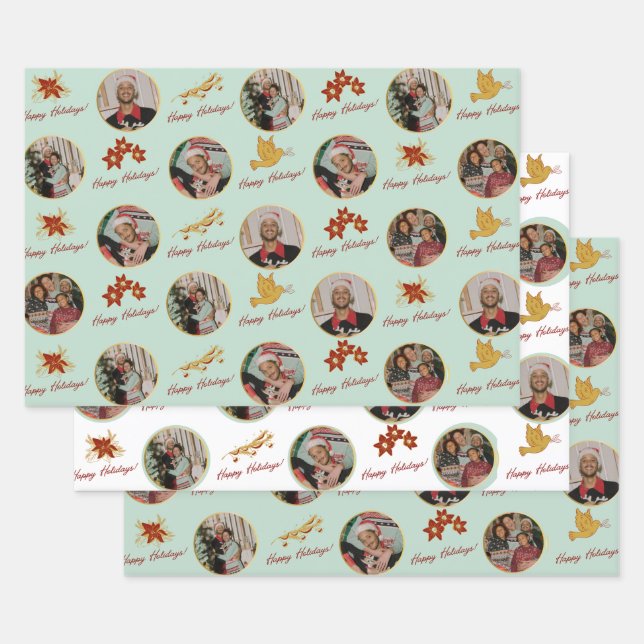 Feuille De Papier Cadeau Photo personnalisée Joyeuses fêtes (Lot)