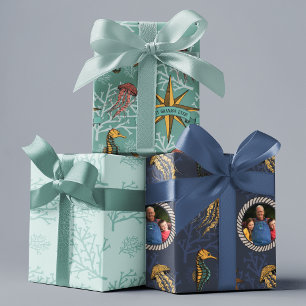 Feuille De Papier Cadeau Photo personnalisée Meilleur grand-père Ever Sea L