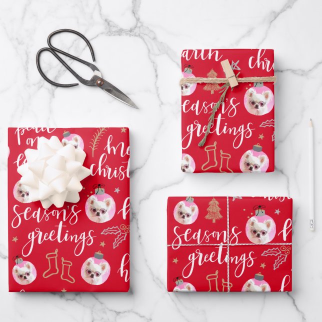 Feuille De Papier Cadeau Photo personnalisée Phrases de Noël (Recto)