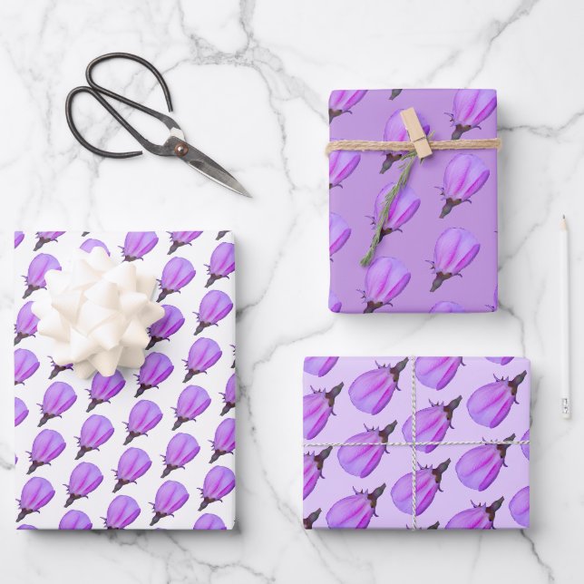 Feuille De Papier Cadeau Photographie florale rose et pourpre (Recto)