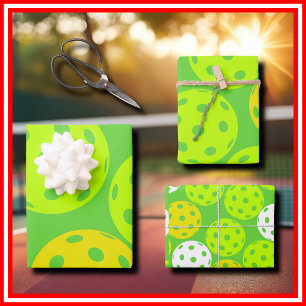Feuille De Papier Cadeau Pickleball Anniversaire Soirée Sport Vert