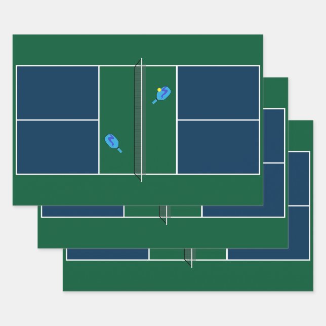 Feuille De Papier Cadeau Pickleball Court Racket Sport (Lot)