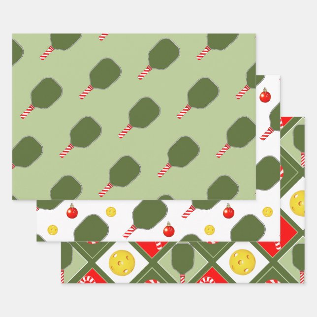 Feuille De Papier Cadeau Pickleball Noël cadeau de vacances (Lot)