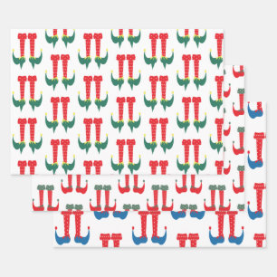 Feuille De Papier Cadeau Pieds et talons de lutin de Noël Fantaisie