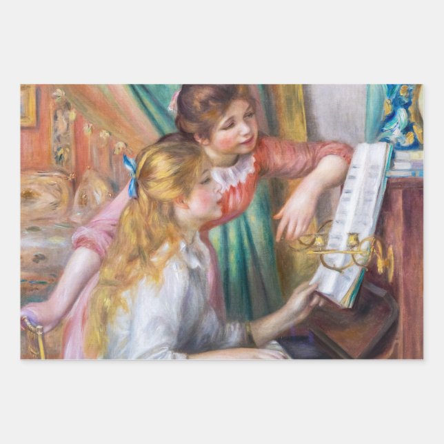 Feuille De Papier Cadeau Pierre Auguste Renoir - Jeunes filles au piano (Devant)