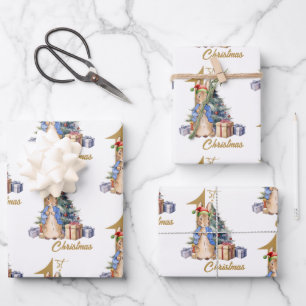Feuille De Papier Cadeau Pierre le lapin Premier Noël