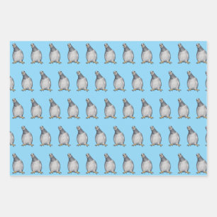 Feuille De Papier Cadeau Pigeons mignons