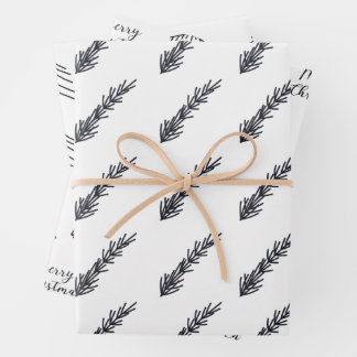 Feuille De Papier Cadeau Pinceau De Noël Noir Et Blanc Minimaliste
