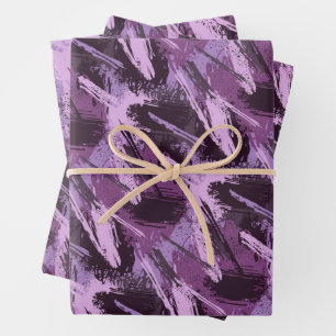 Feuille De Papier Cadeau Pinceau noir violet