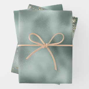 Feuille De Papier Cadeau Pine Green Gold Parties scintillant