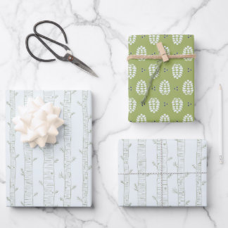 Feuille De Papier Cadeau Pine Tree & Pine Cone Gift Wrap Set