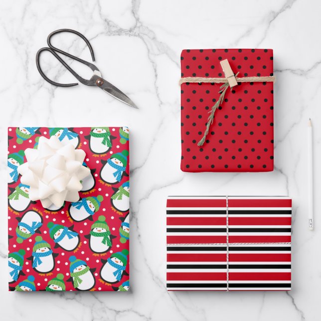 Feuille De Papier Cadeau Pingouin (Recto)