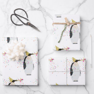 Feuille De Papier Cadeau Pingouin - Animaux ayant une fête