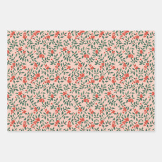 Feuille De Papier Cadeau Pink and Holly Christmas Wrapping Paper