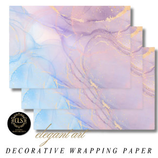 Feuille De Papier Cadeau Pink & Blue Gold Glitter Marble
