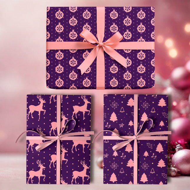 Feuille De Papier Cadeau Pink on Purple Modern Holiday (Créateur téléchargé)