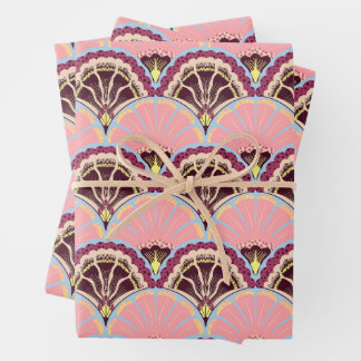 Feuille De Papier Cadeau Pink Scallop Wrapping Paper Flat Sheet Set of 3
