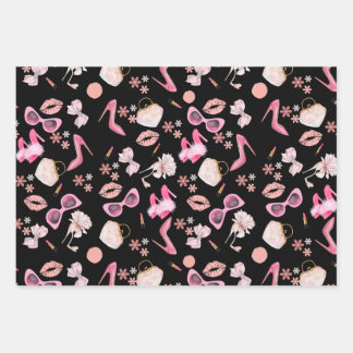 Feuille De Papier Cadeau Pink stiletto Lipstick Bag Lunettes Divorce Party