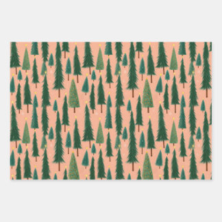 Feuille De Papier Cadeau Pink Tree Gift Wrap, Modern Holiday Wrapping Paper