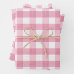 Feuille De Papier Cadeau Pink & White Classic Gingham Pattern