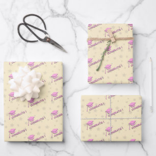 Feuille De Papier Cadeau Pink Yellow Graduation Pour Son Lycée