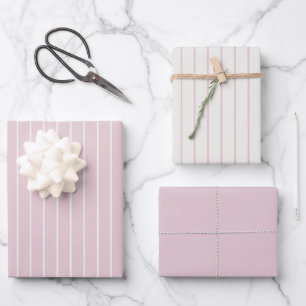 Feuille De Papier Cadeau Pinstripe Rose Poussiéreux - Minimaliste Classique