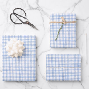 Feuille De Papier Cadeau Pique-nique moderne mignon bleu blanc dessiné à la