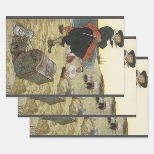 Feuille De Papier Cadeau Pirates Vintage, William Kidd enterrant un trésor