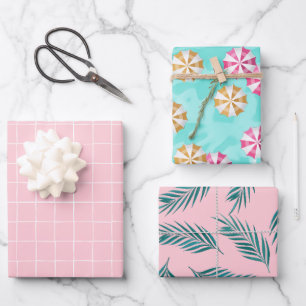 Feuille De Papier Cadeau Piscine tropicale rose