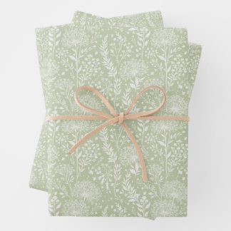 Feuille De Papier Cadeau Pissenlit Doux Neutre - Olive Douce