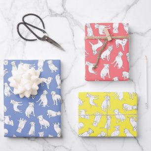 Feuille De Papier Cadeau Pitbull Confetti - rouge, bleu, jaune