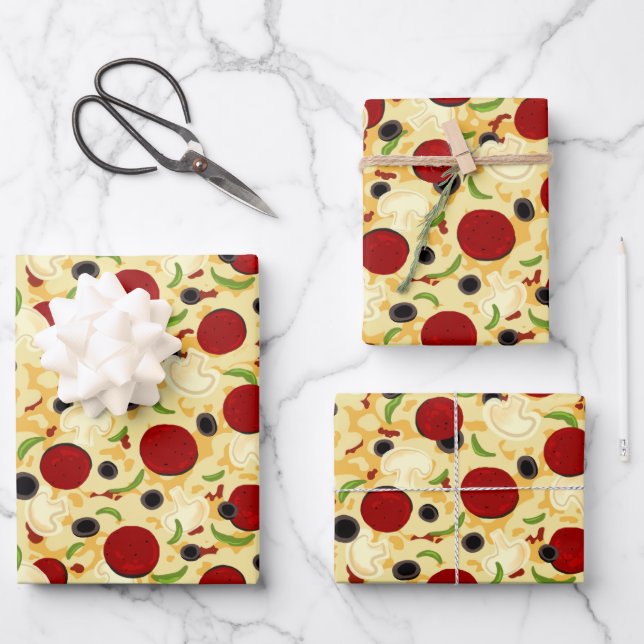 Feuille De Papier Cadeau Pizza Topping (Recto)