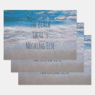 Feuille De Papier Cadeau Plage Bleu Blanc Tropical Ocean Waves Coastal