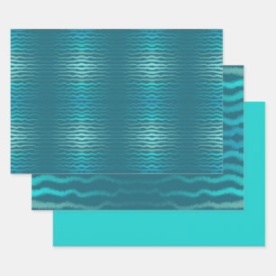 Feuille De Papier Cadeau Plage côtière Salé Turquoise Wave Résumé Design